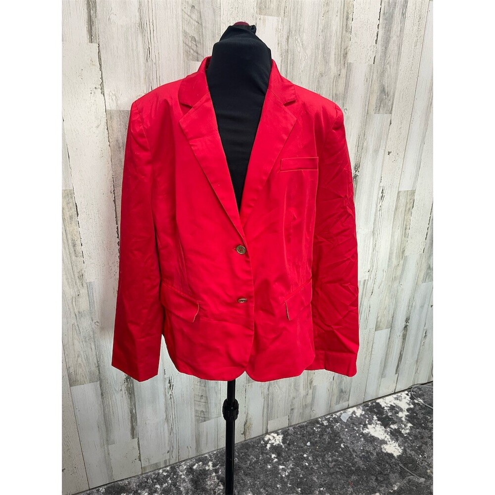 Jones New York Blazer Womens 16 Red Classic Notch Lapel 2-Button Jacket sku744